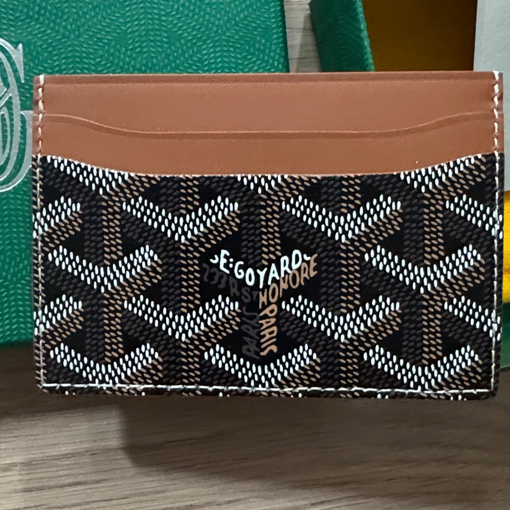 Goyard Tan and Black Leather Card Holder - Picture 3 of 10